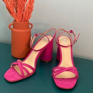 Vince Camuto Suede Pink Strappy Heels